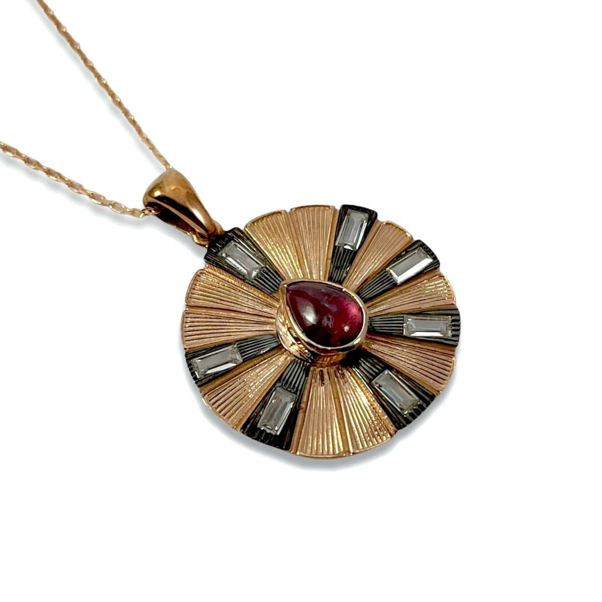 Rose Gold Kaplama Gümüş Pembe Turmalin Tasarım Kolye