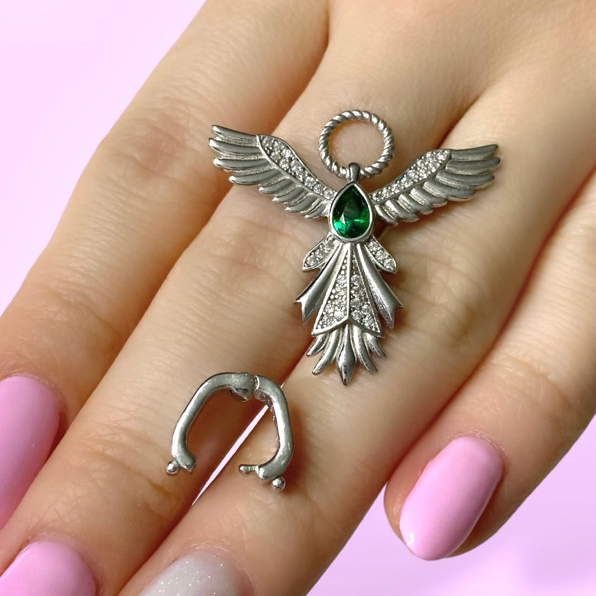 Tasarım Gümüş Anka Kuşu Charm Kolye Ucu