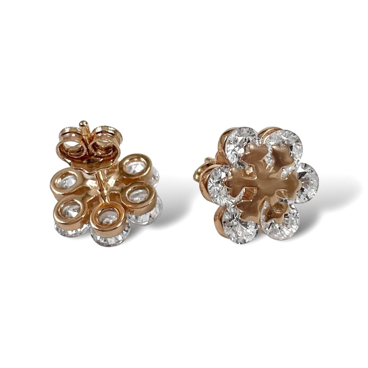 Zirkon Taşlı Rose Gold Kaplama Gümüş Kar Tanesi Küpe
