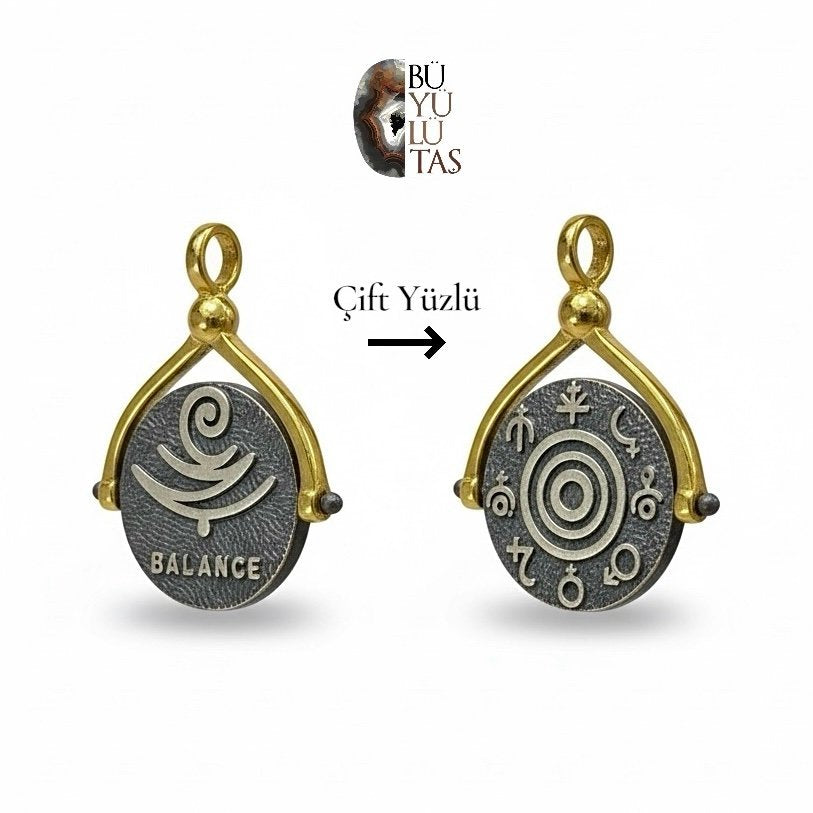 Çift Yüzlü Denge Sembolü Gümüş Kolye Ucu