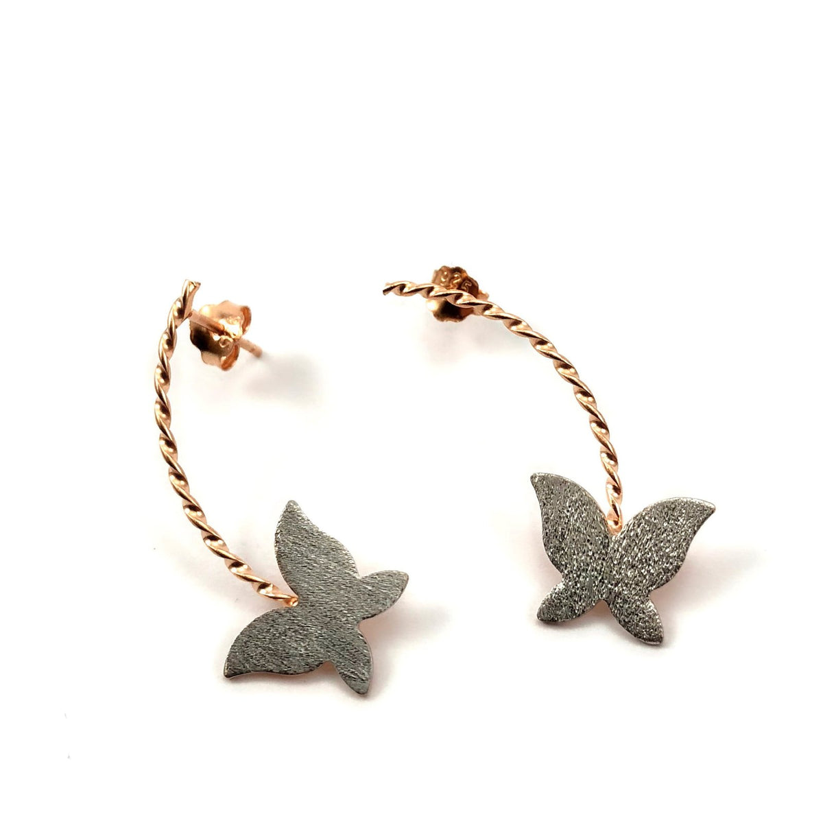 Rose Gold Kaplama Burgu Gümüş Kelebek Küpe