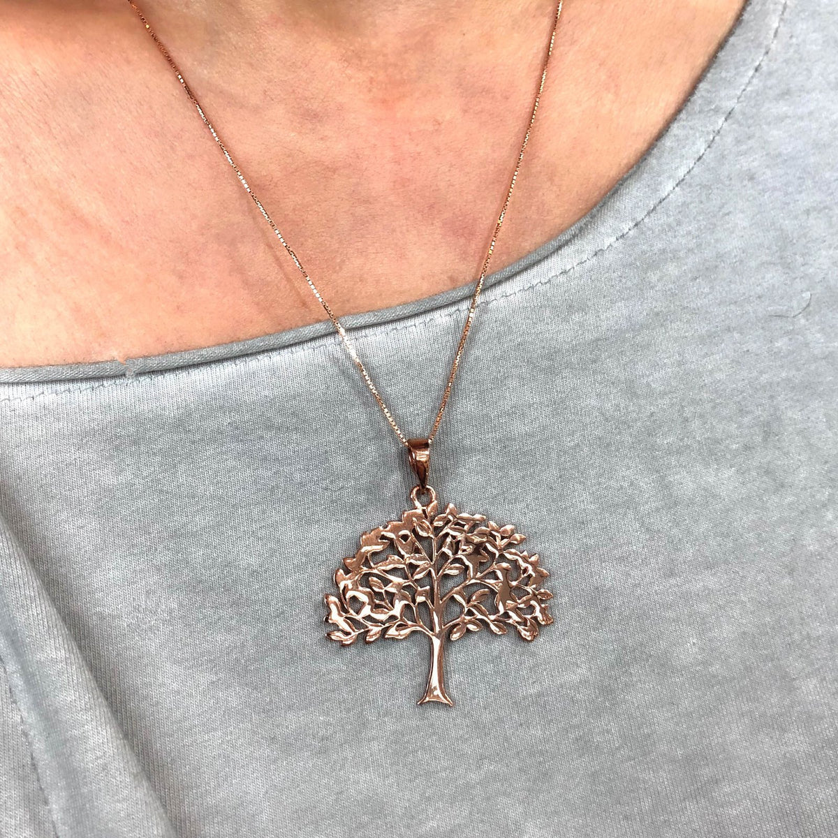 Rose Gold Kaplama Gümüş Agaç Kolye