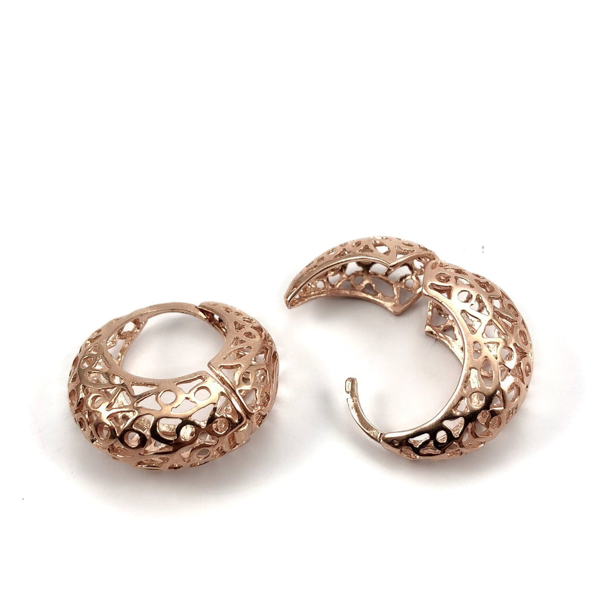 Rose Gold Kaplama İşlemeli Gümüş Küpe