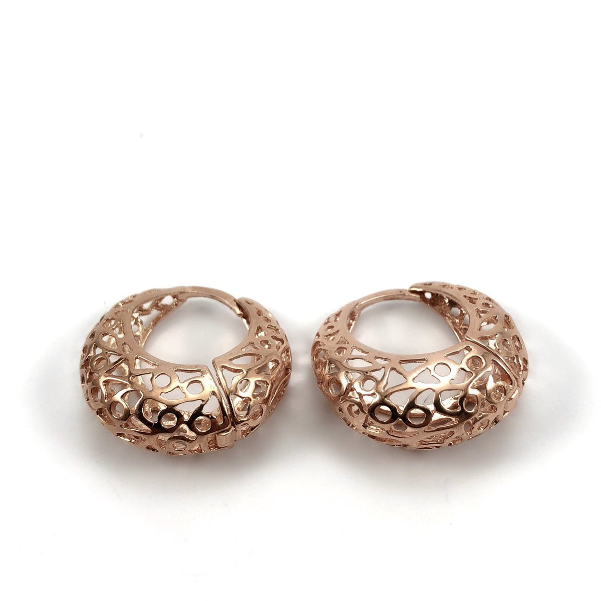 Rose Gold Kaplama İşlemeli Gümüş Küpe