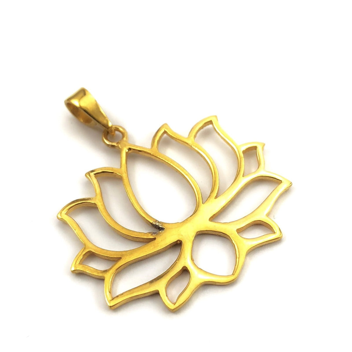 Lotus Çiçeği Gümüş Kolye Ucu Altın Kaplama