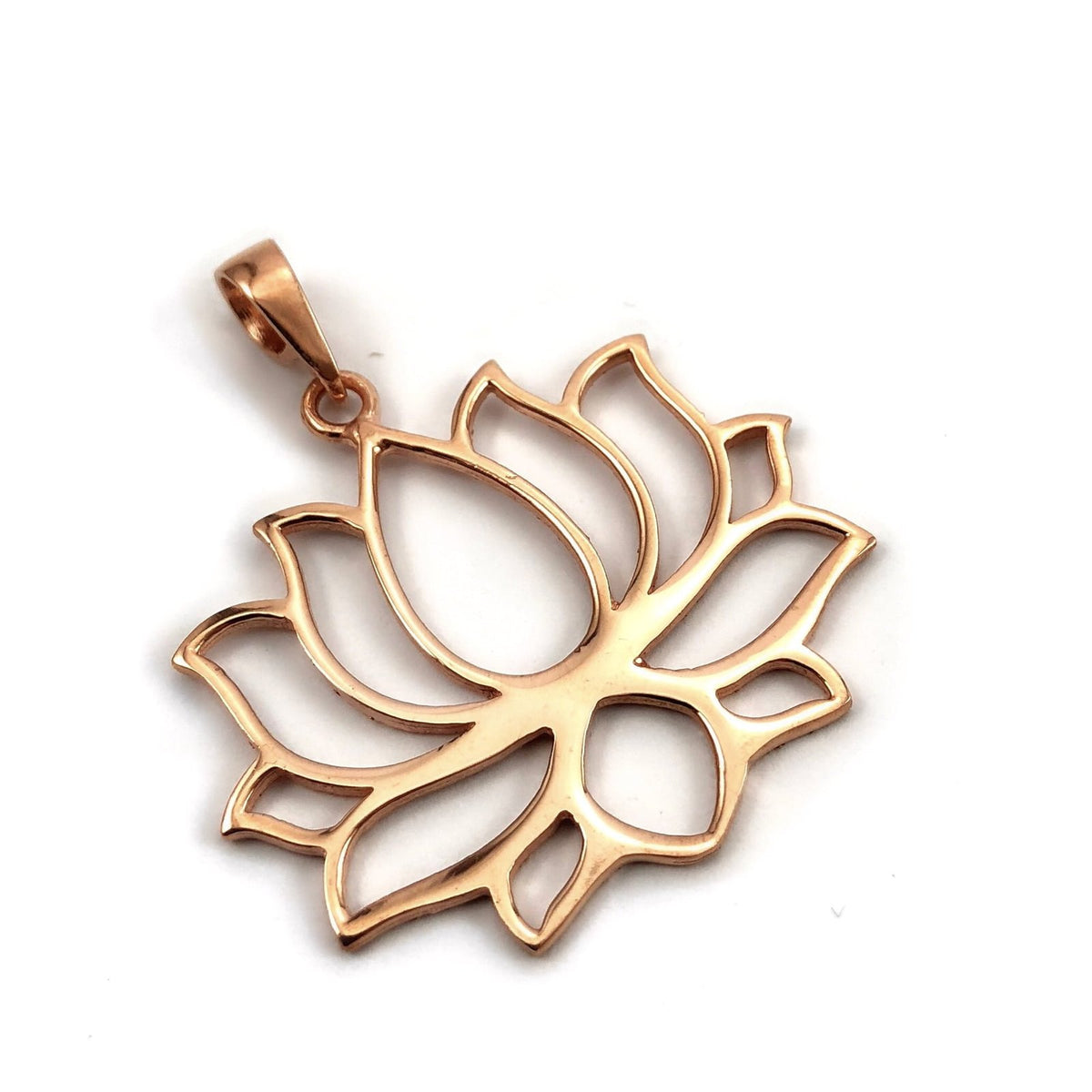 Lotus Çiçeği Gümüş Kolye Ucu Rose Gold Kaplama
