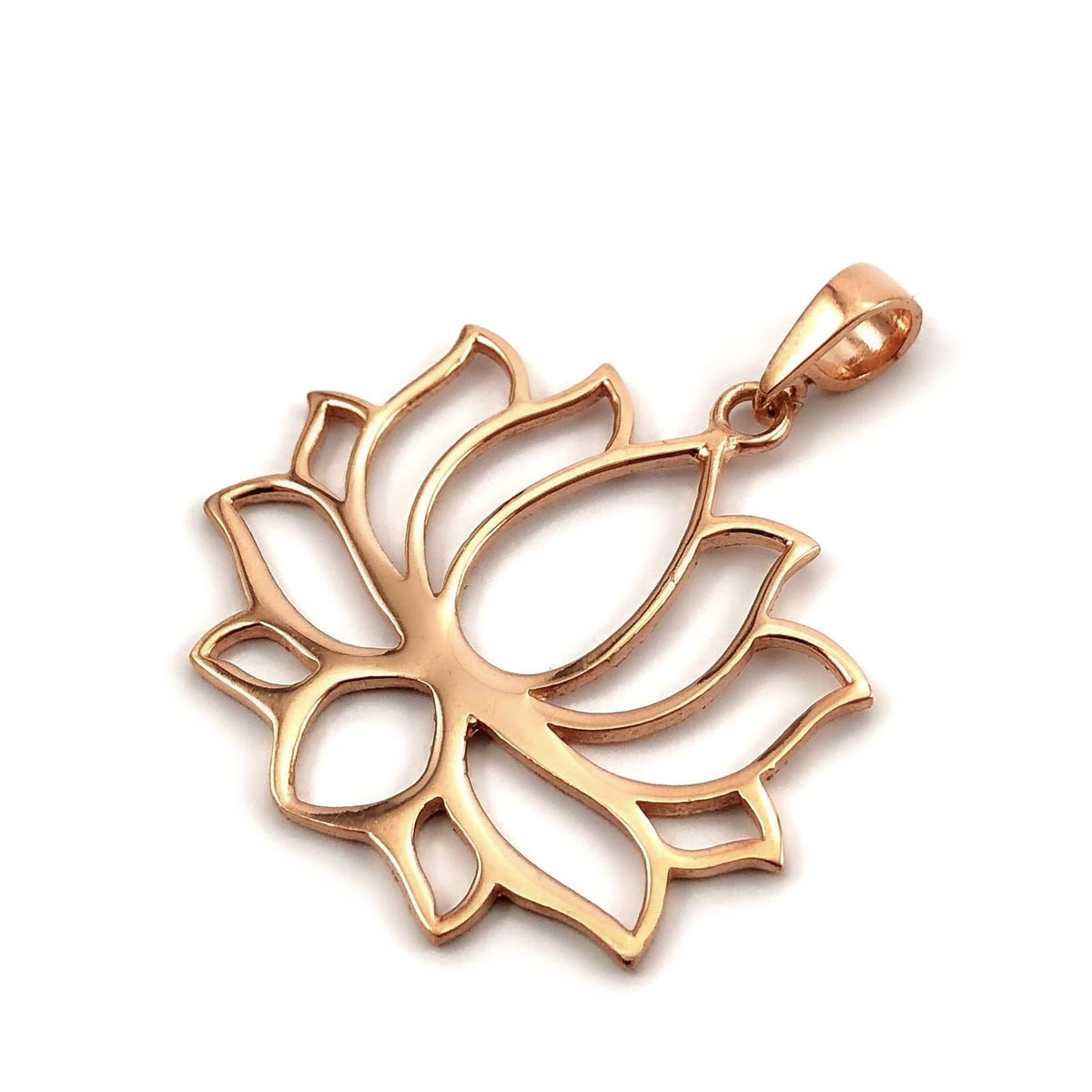 Lotus Çiçeği Gümüş Kolye Ucu Rose Gold Kaplama