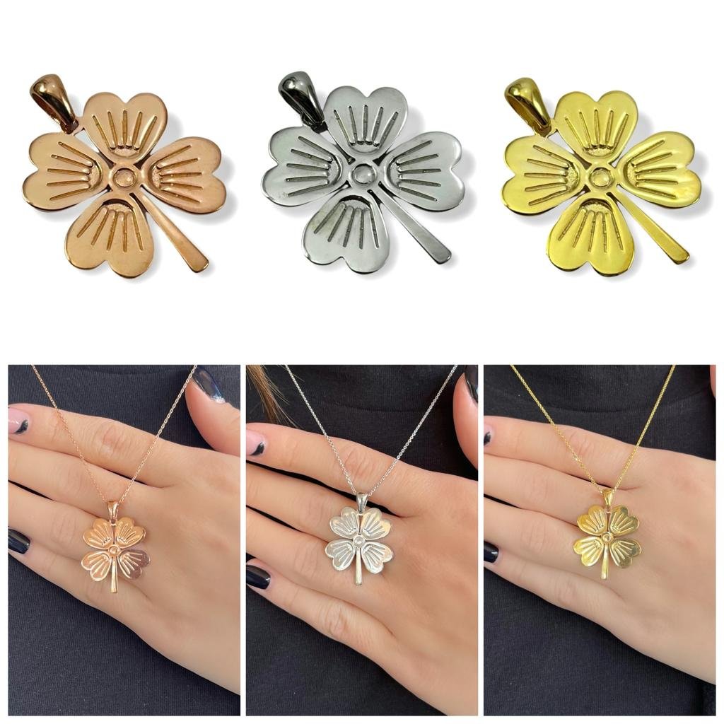Rose Gold Kaplama Gümüş Dört Yapraklı Yonca Kolye Ucu