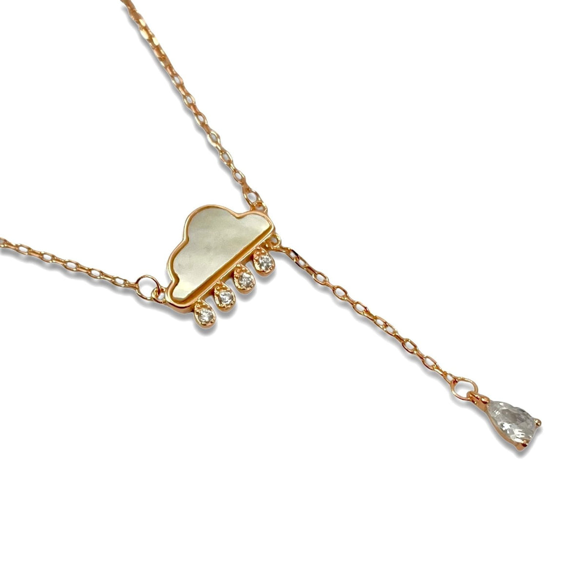 Rose Gold Kaplama Gümüş Sedef Yağmur Bulut Kolye