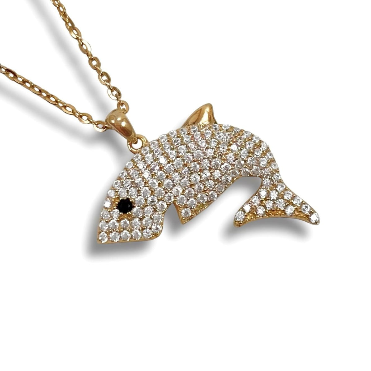 Göz Alıcı Köpek Balığı Kolye - Tasarım Rose Gold Kaplama Gümüş ve Zirkon Taşlı