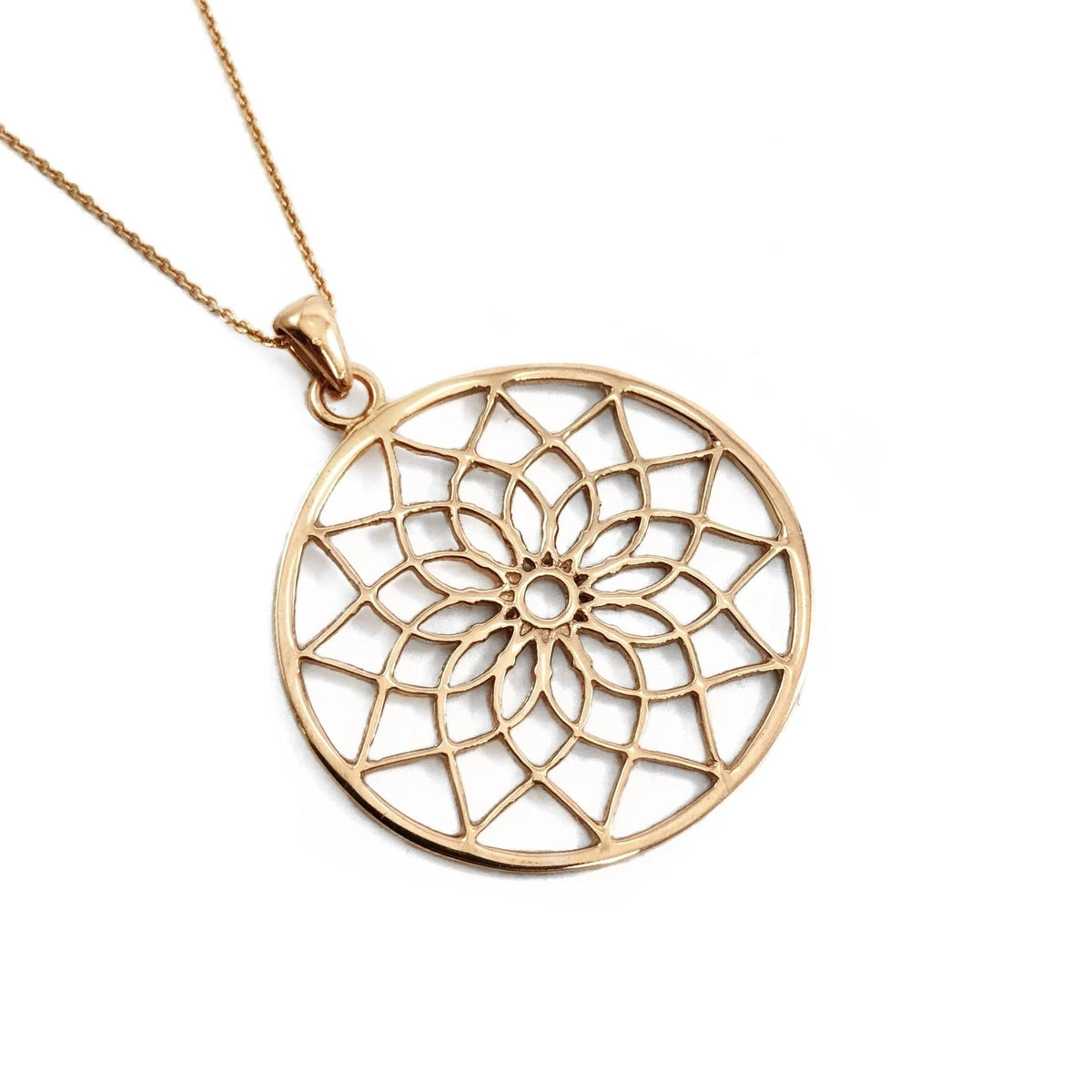 Rose Gold Kaplama Gümüş Mandala Yaşam Çiçeği Kolye