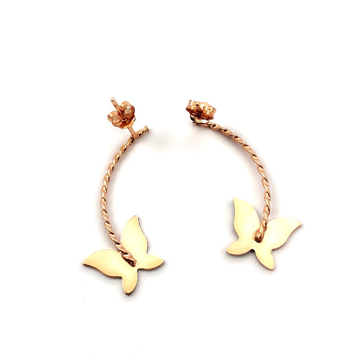 Rose Gold Kaplama Burgu Gümüş Kelebek Küpe