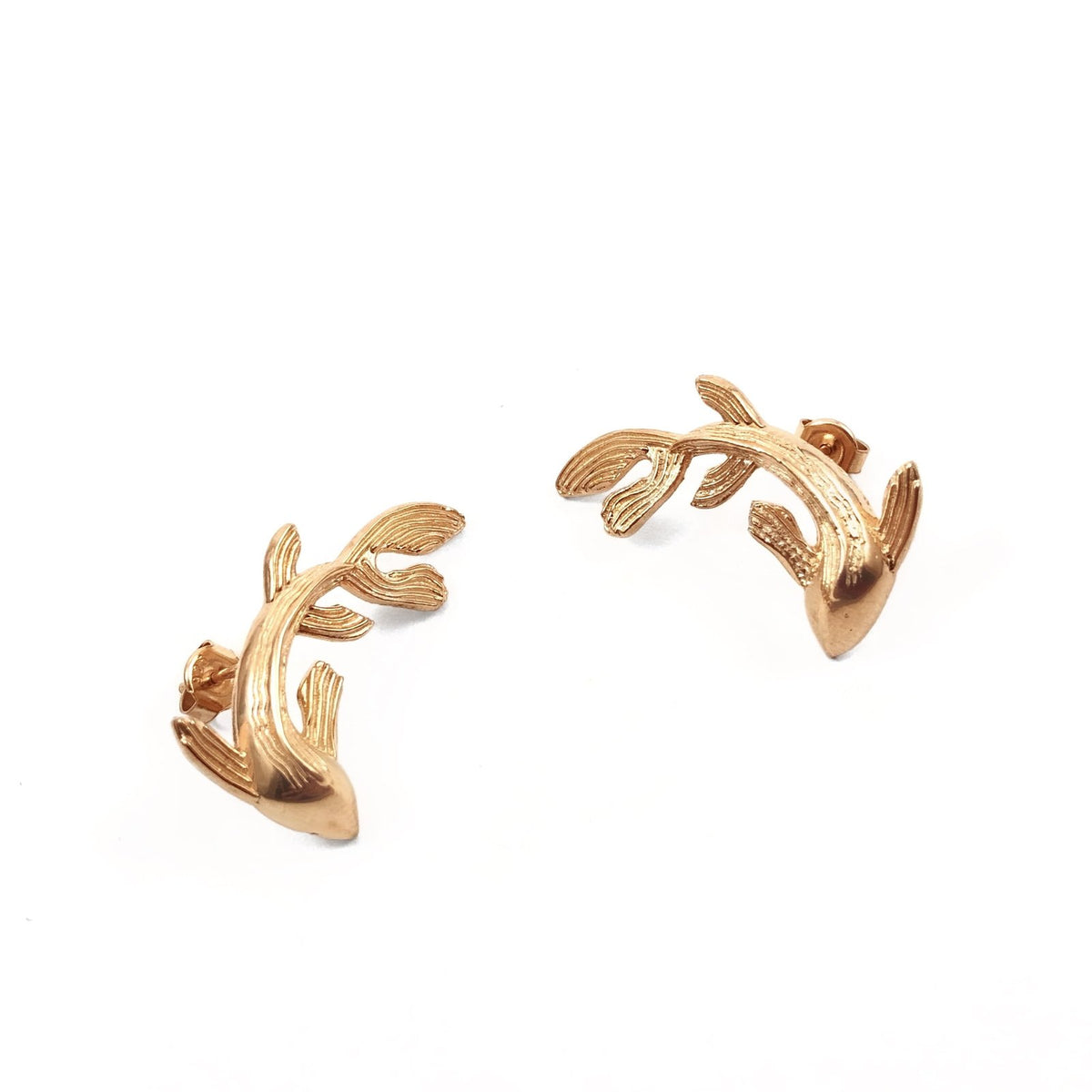 Rose Gold Kaplama Gümüş Koi Balığı Küpe